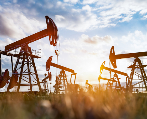 Oil Pump Jack Work On Oilfield Petroleum Extraction